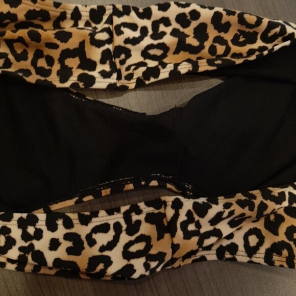 Rampage Leopard String Bikini Set Halter Triangle High Waist Gold Womens Size XL - Picture 13 of 16